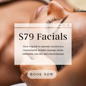 $79 facials image of a woman receiving a facial treatment ad for facials